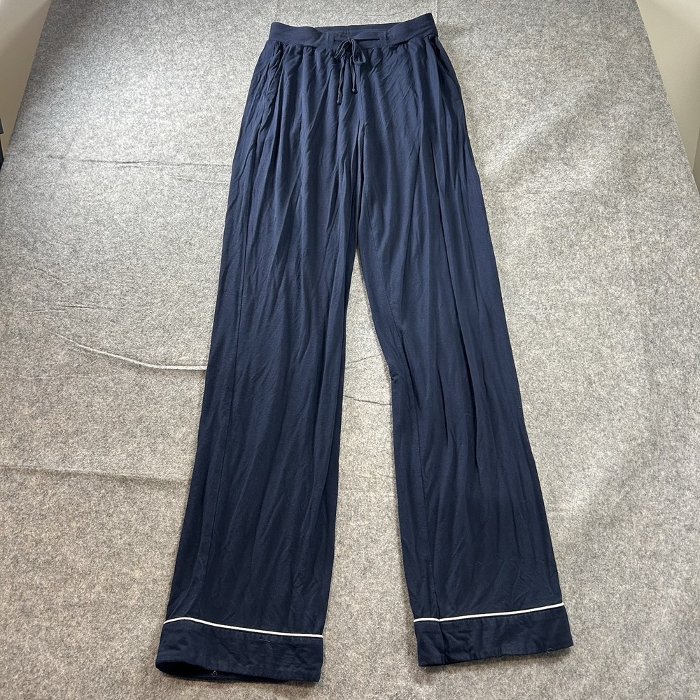 Cozy Earth Navy Bamboo Pajama Pants Women's XS White Piping Lounge Sleepwear